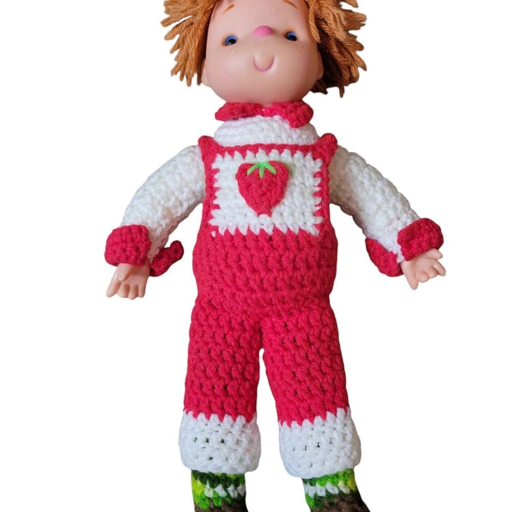 Vintage 1980's 15" Strawberry Shortcake Doll Handmade Knitted